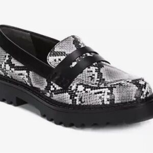Circus by Sam Edelman Black and White Snake-Print Lug Sole Loafers